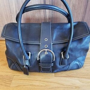 Coach black leather satchel purse
